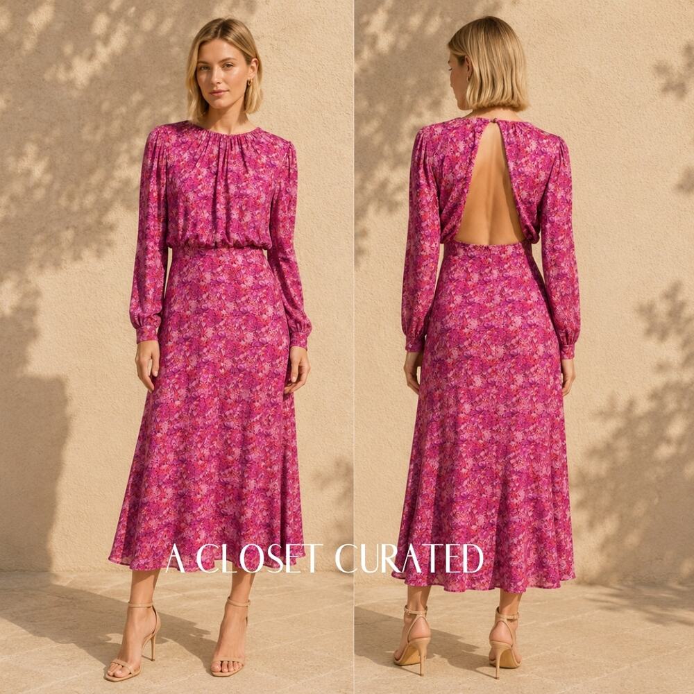 ROTATE Birger Christensen No 57 Rerunner Midi Dress 10 Pink NWT